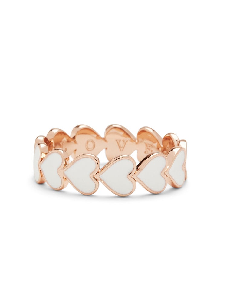 PURA VIDA Love Hearts Band Ring in Rose Gold
