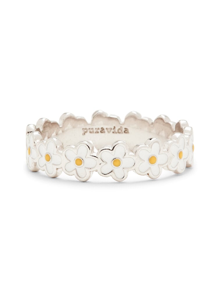 PURA VIDA Painted Blooms Ring in Silver