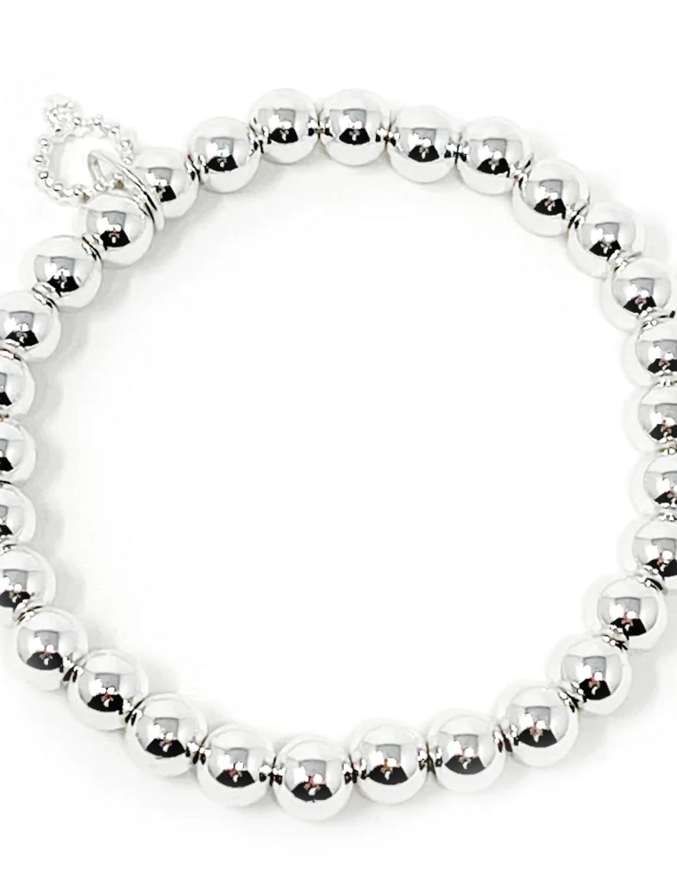 POWERBEADS BY JEN 6mm Silver Hematite Stackable Bracelet