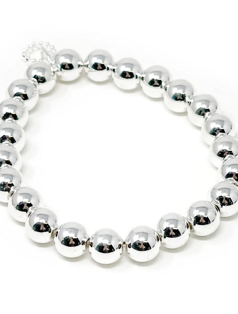 POWERBEADS BY JEN 8mm Silver Hematite Stackable Bracelet