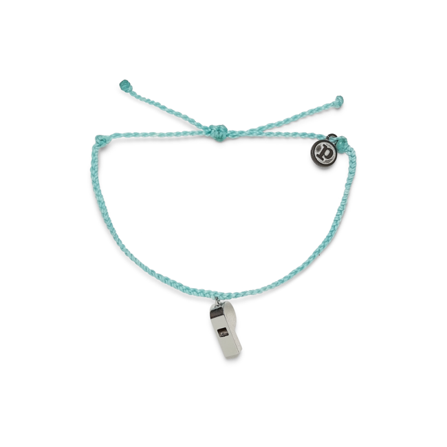 Silver Whistle Charm Bracelet in Seafoam