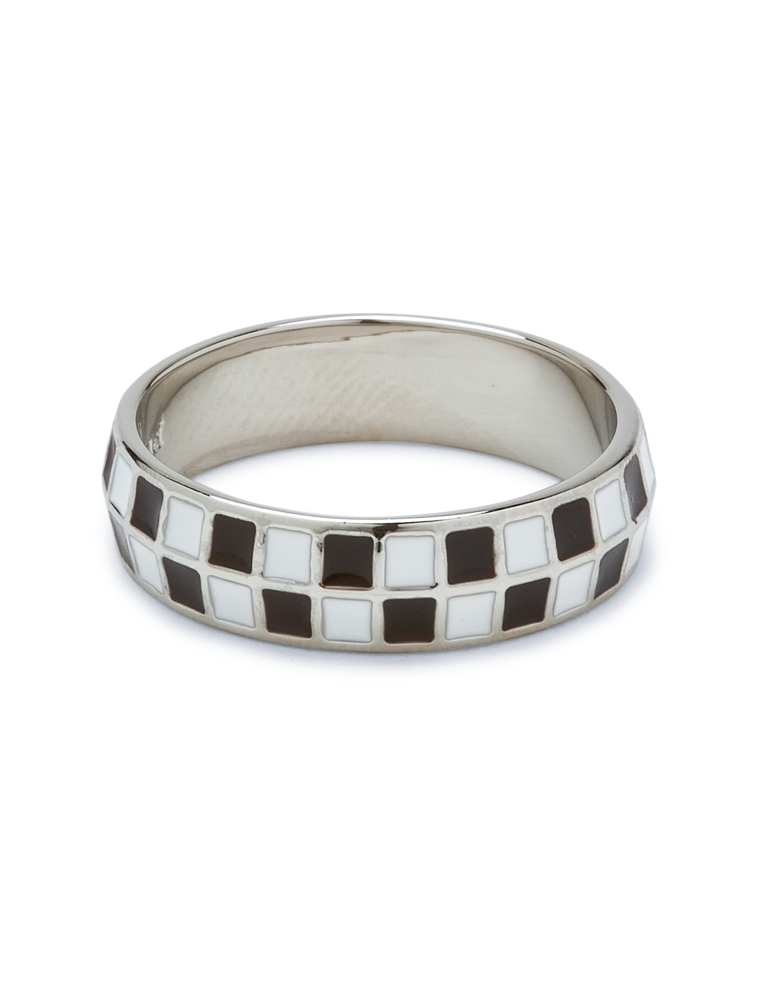 PURA VIDA Black & White Checkerboard Ring