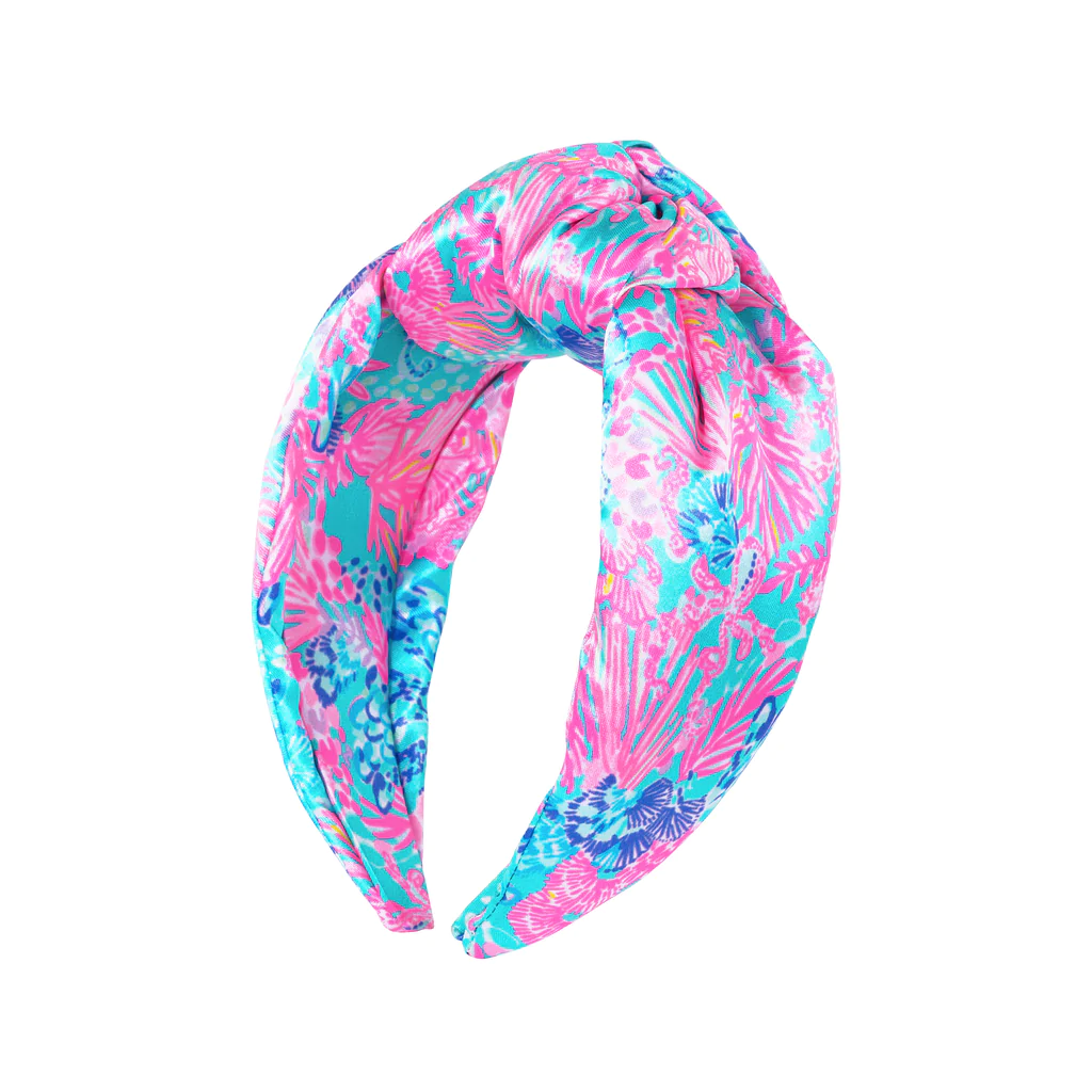 Lilly Pulitzer  Knotted Headband Pink Blue One Standard Size Amazon.com : Lilly Pulitzer Blue Top Knot Headband for Women  main image 2