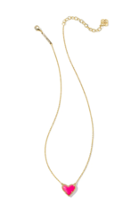 KENDRA SCOTT DESIGN Ari Heart Gold Pendant Necklace in Neon Pink Magnesite