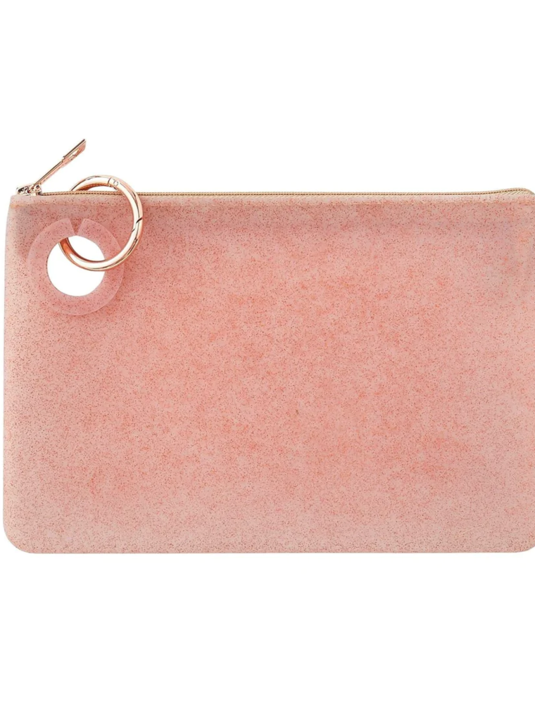 Large Silicone Pouch in Rose Gold Confetti
