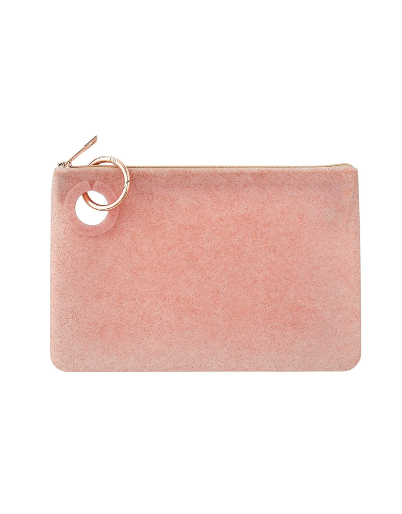Large Silicone Pouch in Rose Gold Confetti