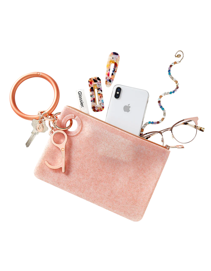 Large Silicone Pouch in Rose Gold Confetti