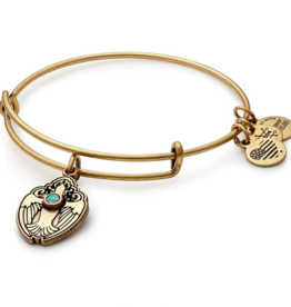 ALEX & ANI Crystal Dove Charm Bangle in Gold