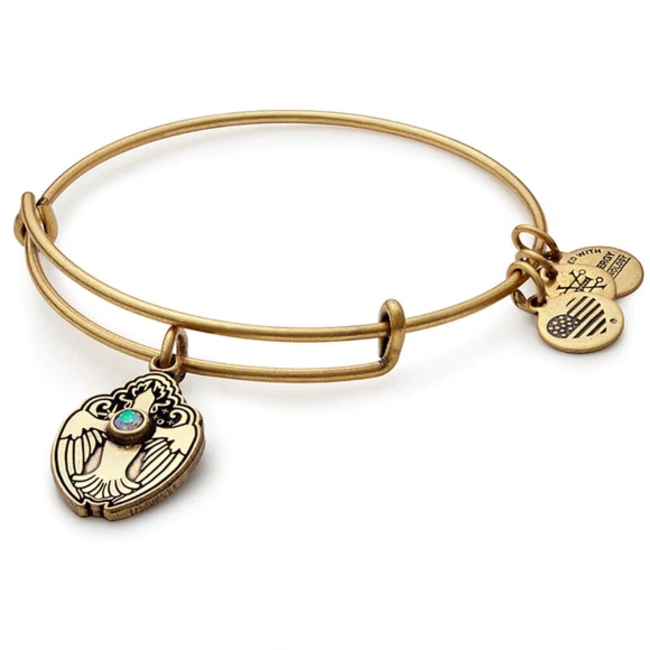 ALEX & ANI Crystal Dove Charm Bangle in Gold