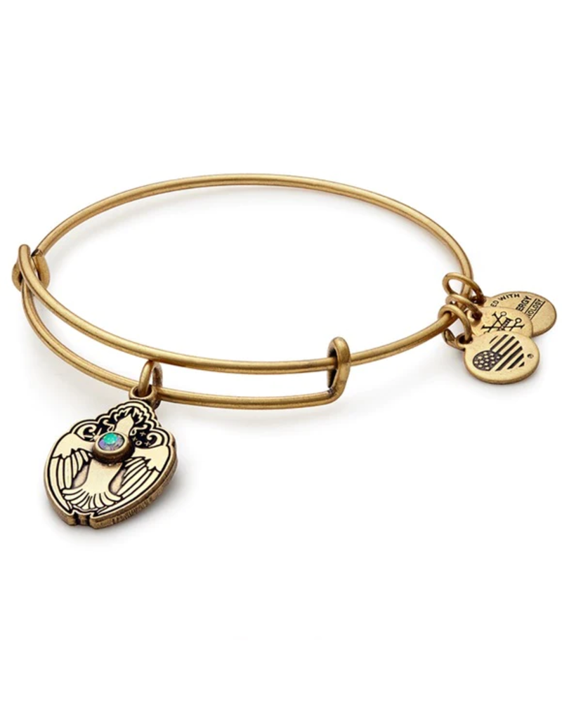 ALEX & ANI Crystal Dove Charm Bangle in Gold