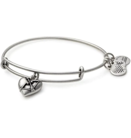 ALEX & ANI Cupid Heart Charm Bangle in Silver