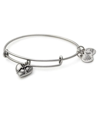 ALEX & ANI Cupid Heart Charm Bangle in Silver