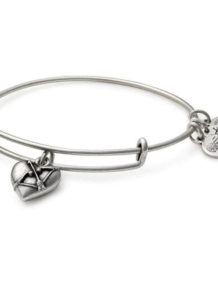 ALEX & ANI Cupid Heart Charm Bangle in Silver