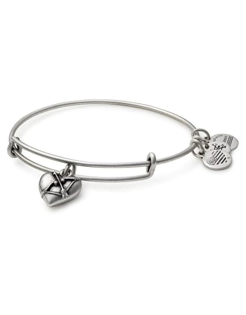 ALEX & ANI Cupid Heart Charm Bangle in Silver