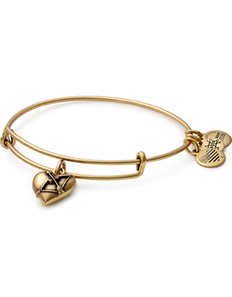 ALEX & ANI Cupid Heart Charm Bangle in Gold