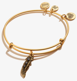 ALEX & ANI Feather Charm Bangle in Gold