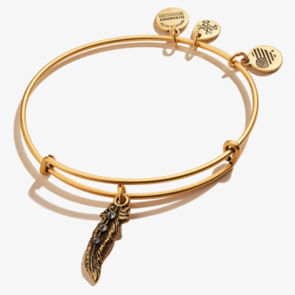ALEX & ANI Feather Charm Bangle in Gold