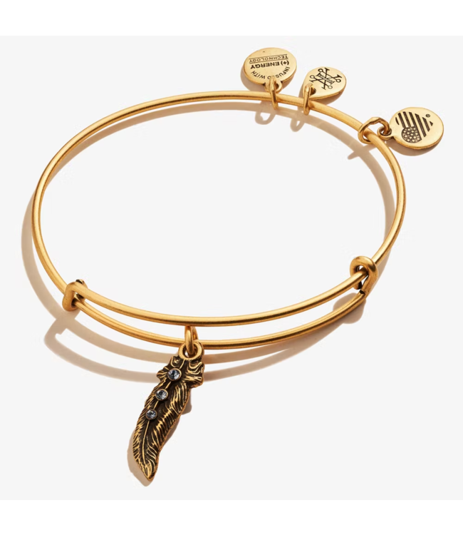 Feather Charm Bangle in Gold