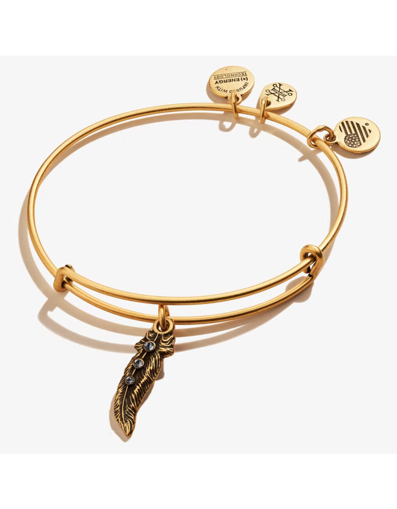 ALEX & ANI Feather Charm Bangle in Gold