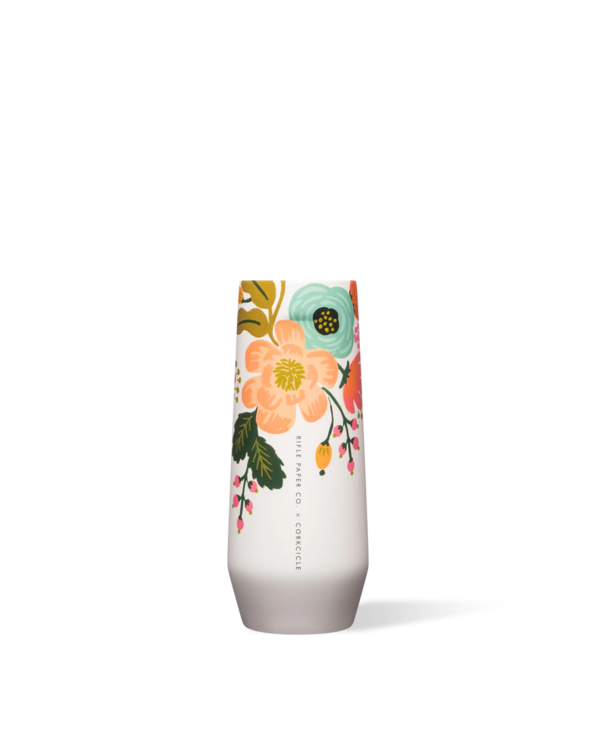 Rifle Paper Co. Cream Lively Floral Stemless Flute 7oz