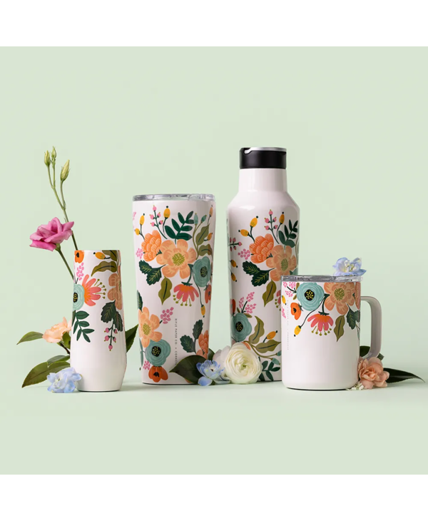 Rifle Paper Co. Cream Lively Floral Stemless Flute 7oz