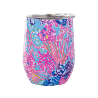 LILLY PULITZER Splendor In The Sand Stainless Steel Wine Glass with Lid 12oz