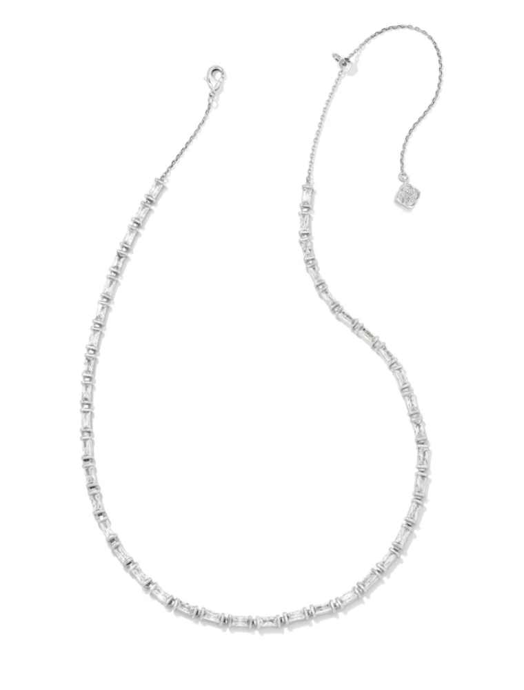 KENDRA SCOTT DESIGN Juliette Silver Strand Necklace in White Crystal
