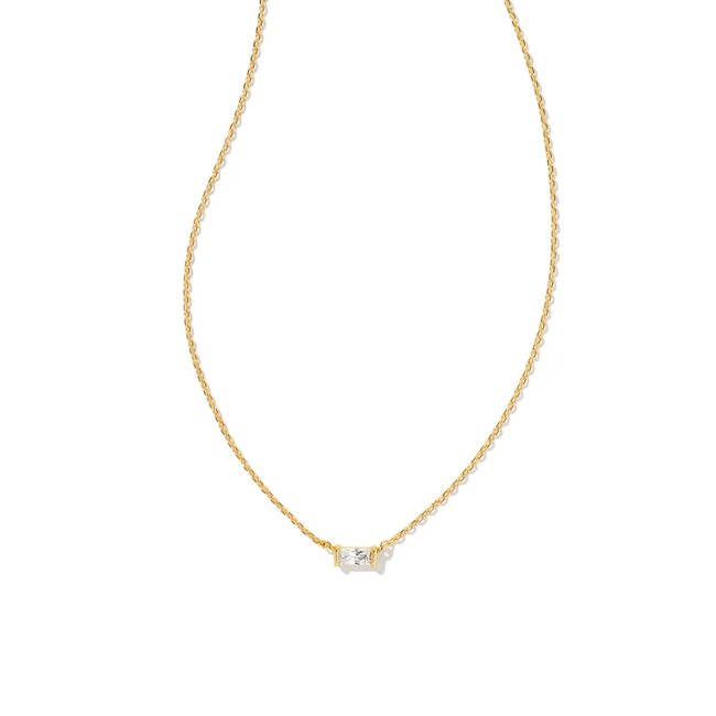 Juliette Gold Pendant Necklace in White Crystal