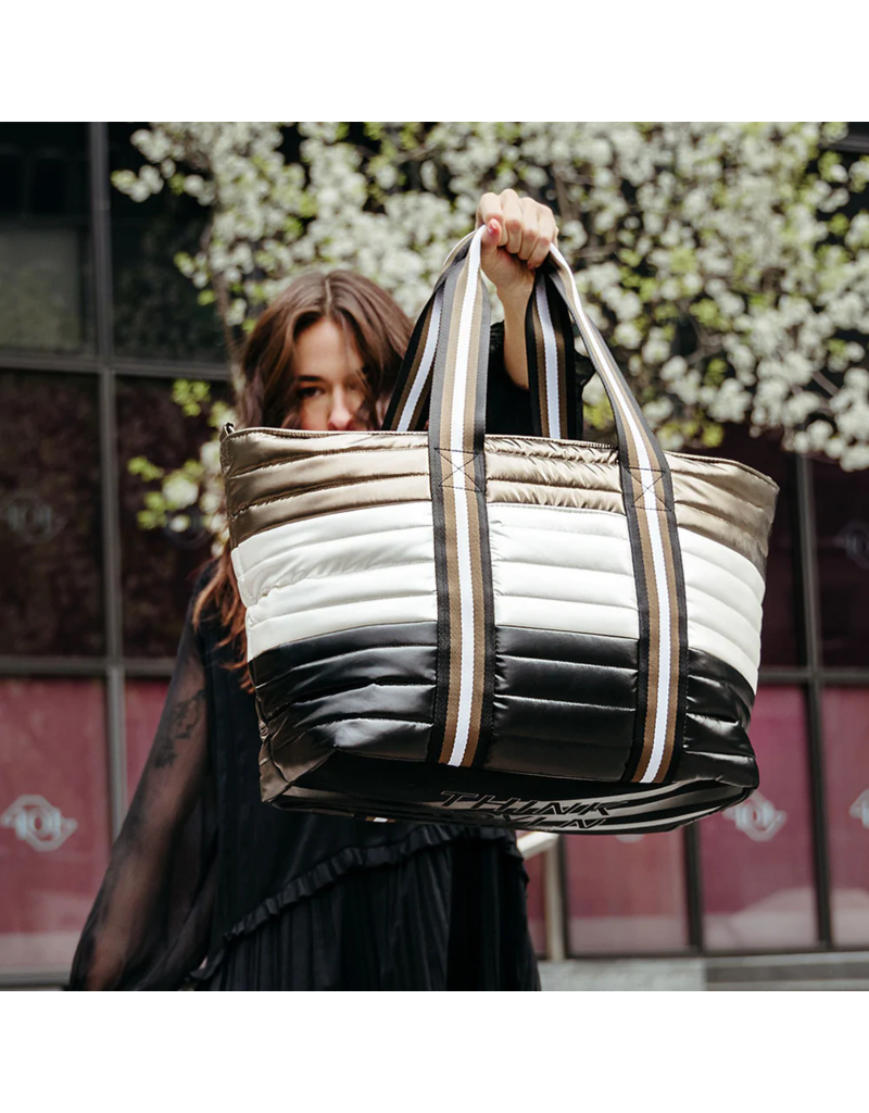 THINK ROYLN Colorblock Wingman Tote in Pyrite (Black Hardware)