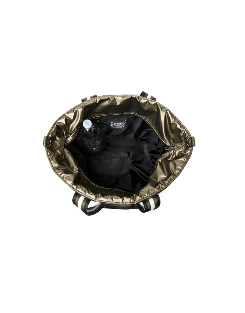 THINK ROYLN Colorblock Wingman Tote in Pyrite (Black Hardware)