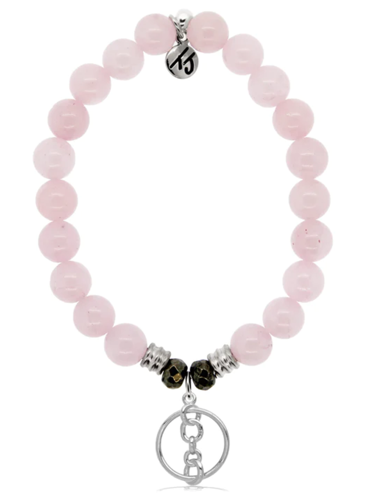 TJAZELLE Connection Bracelet in Rose Quartz & Silver