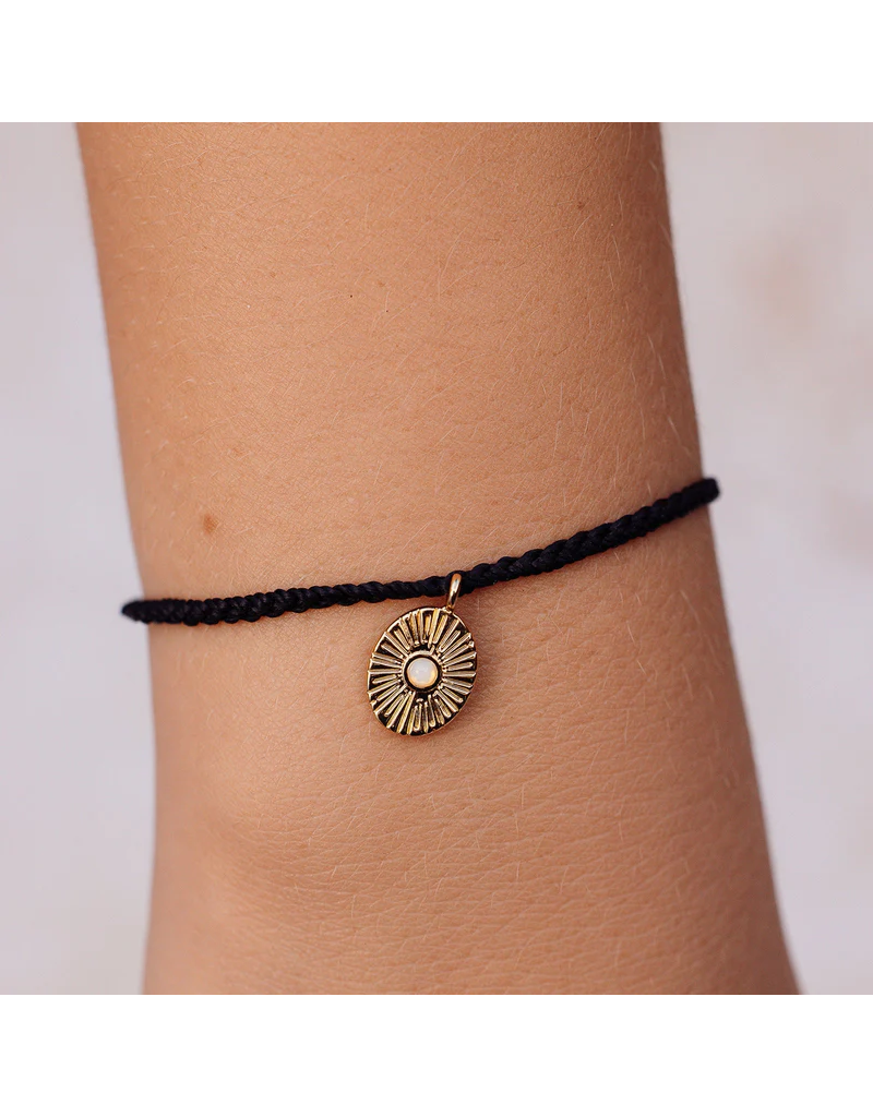 PURA VIDA Gold Sun Ray Charm Bracelet in Black