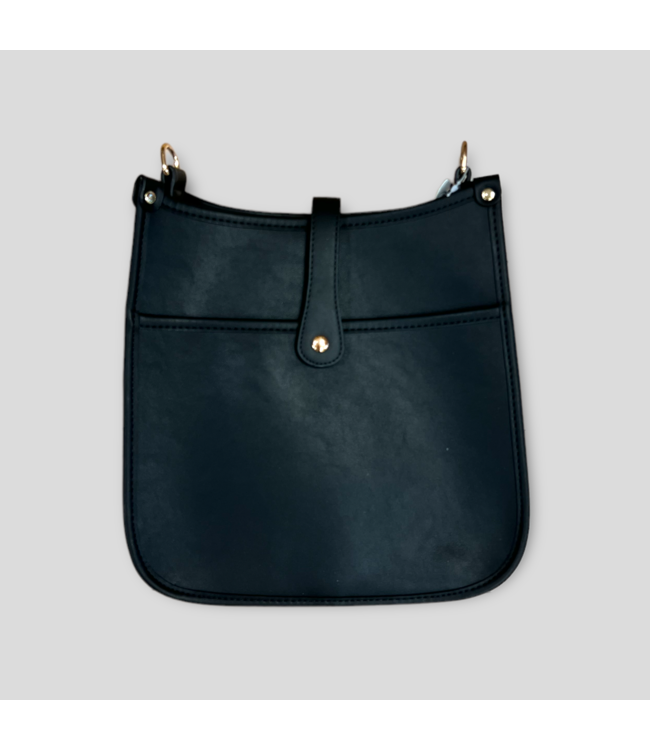 Vegan Leather Essential Messenger Bag Without Strap - Black (Gold Hardware)