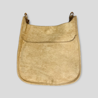 AHDORNED Classic Vegan Suede Messenger Bag Without Strap - Camel (Gold Hardware)