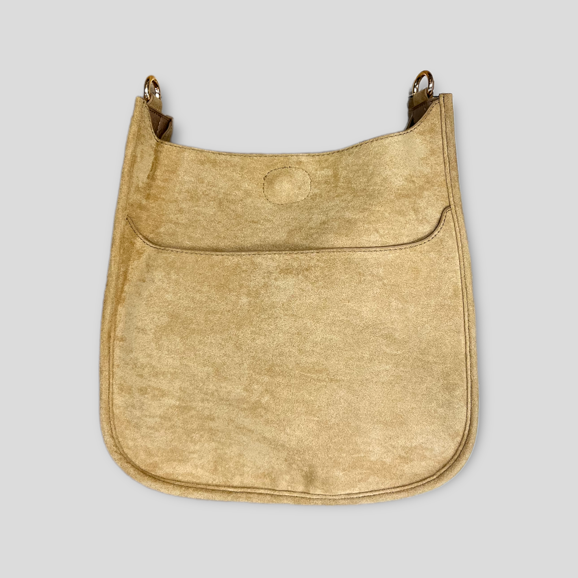 Ahdorned Vegan Leather Camel Messenger Bag w/2 Embroidered Strap - Camel/Gold at ShopTheAddison
