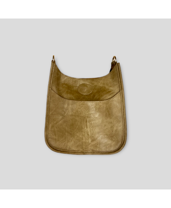 Mini Vegan Leather Messenger Bag Without Strap - Mushroom (Gold Hardware)