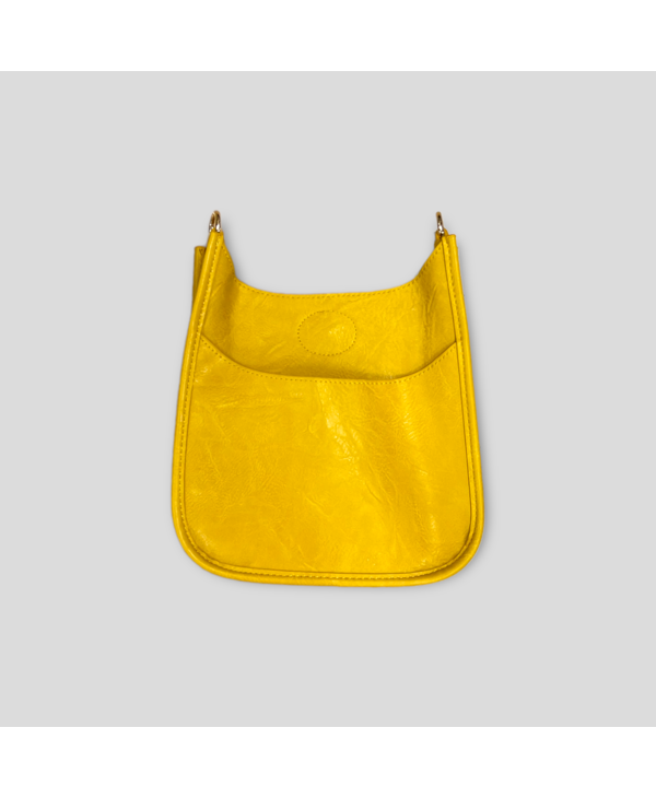 Mini Vegan Leather Messenger Bag Without Strap - Mustard (Gold Hardware)