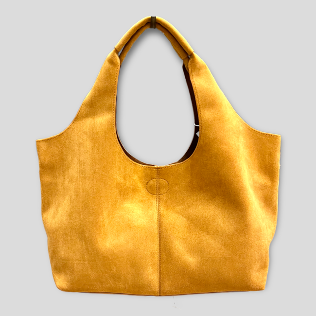 Gold Suede Hobo Bag