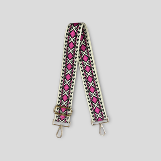 Diamond Embroidered Bag Strap - Camel/Ultraviolet (Gold Hardware)