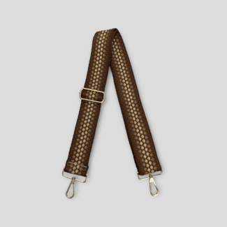 Ahdorned Abstract Print Bag Strap - Camel/Navy Blue (Gold Hardware)