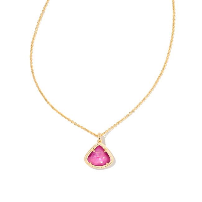 Kendall Gold Pendant Necklace in Iridescent Orchid Illusion