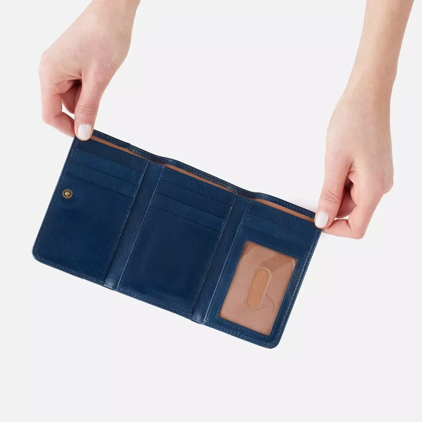 Hobo Jill Trifold Wallet in Denim Her Hide Out