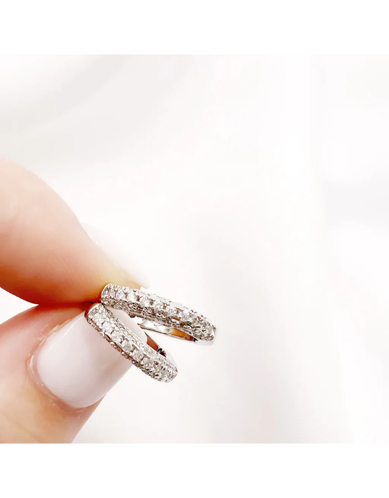 TRUE BY KRISTY Glisten Huggie Hoop Earrings - Silver