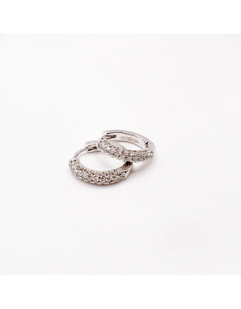 TRUE BY KRISTY Glisten Huggie Hoop Earrings - Silver