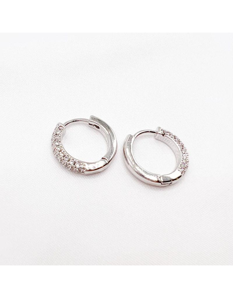 TRUE BY KRISTY Glisten Huggie Hoop Earrings - Silver