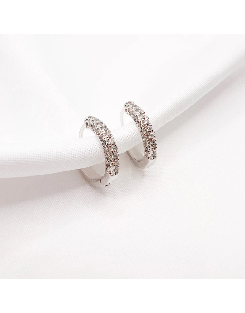 TRUE BY KRISTY Glisten Huggie Hoop Earrings - Silver