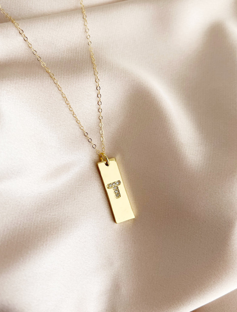 TRUE BY KRISTY Initial Tag Necklace