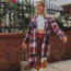 Women's Long Plaid Shacket - Red/Navy