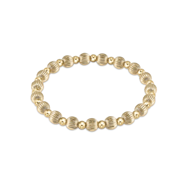 Dignity Grateful Pattern 6mm Bead Bracelet - Gold