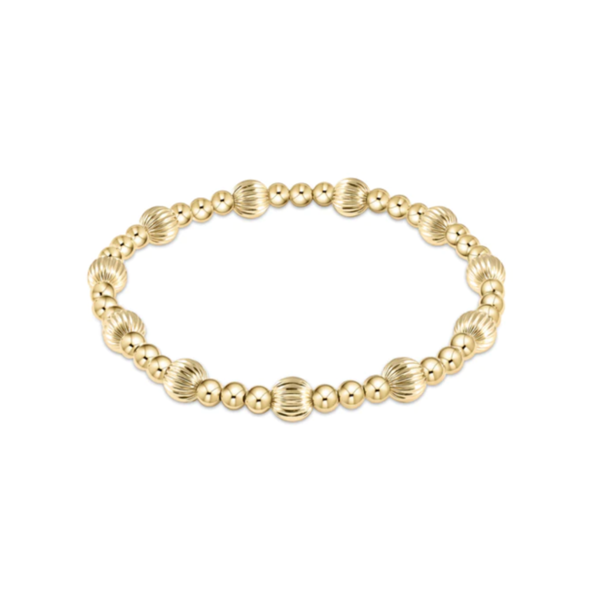 Dignity Sincerity Pattern 6mm Bead Bracelet - Gold